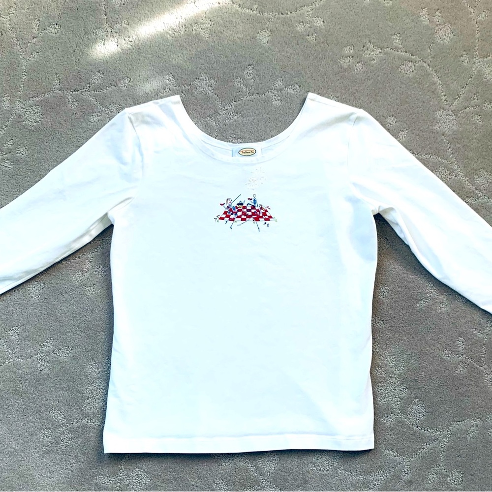 Patriotic Talbots White 3/4 sleeve shirt